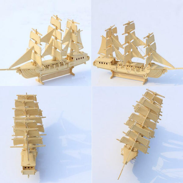 Wooden Model DIY Puzzle Toy Hand Work Assemble Wood Game